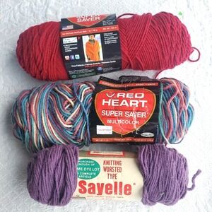 Red Heart Super Saver COUNTRY CLUB 977 Lot E300 Multi Color Savelle Deep Lilac